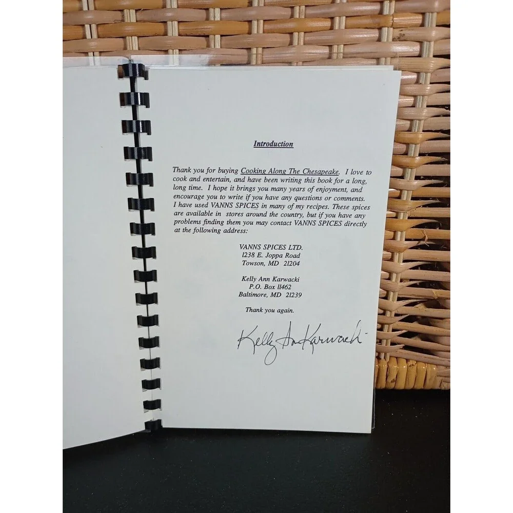 Cooking Along the Chesapeake Signed Kelly Ann Karwacki 1992 Maryland‎ Cuisine